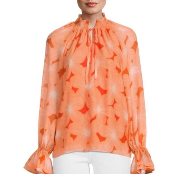 Ramy Brook Tops - Ramy Brook “Clark” Floral Long Sleeve Blouse (XS) in Orange – NWT